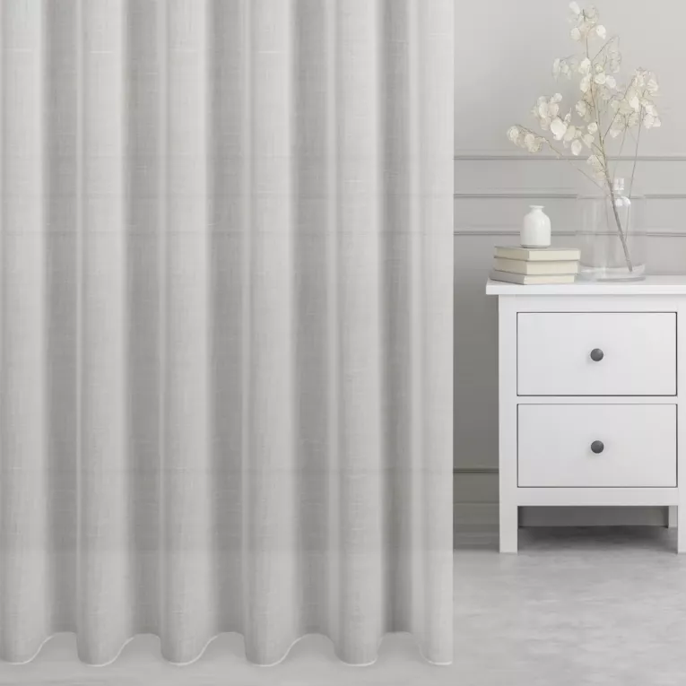 Firana szyta na tunelu naturalna z matowej gęsto tkanej etaminy o naturalnym splocie i wysokości 350cm