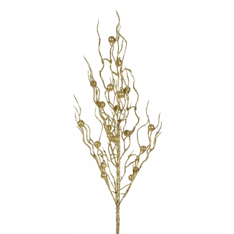 Złota gałązka z kuleczkami na choinkę wianek stroik 45 cm Eurofirany
