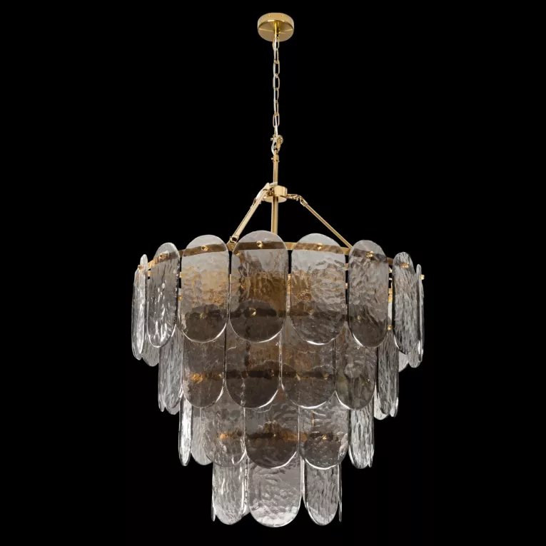 Lampa wisząca złota DAKOTA ze szklanymi zawieszkami z dymionego szkła Eurofirany