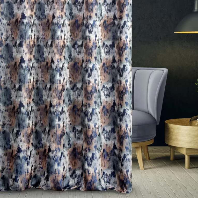 Zasłona szyta na taśmie fala MILLIE granatowa TKANINA STRUKTURALNA