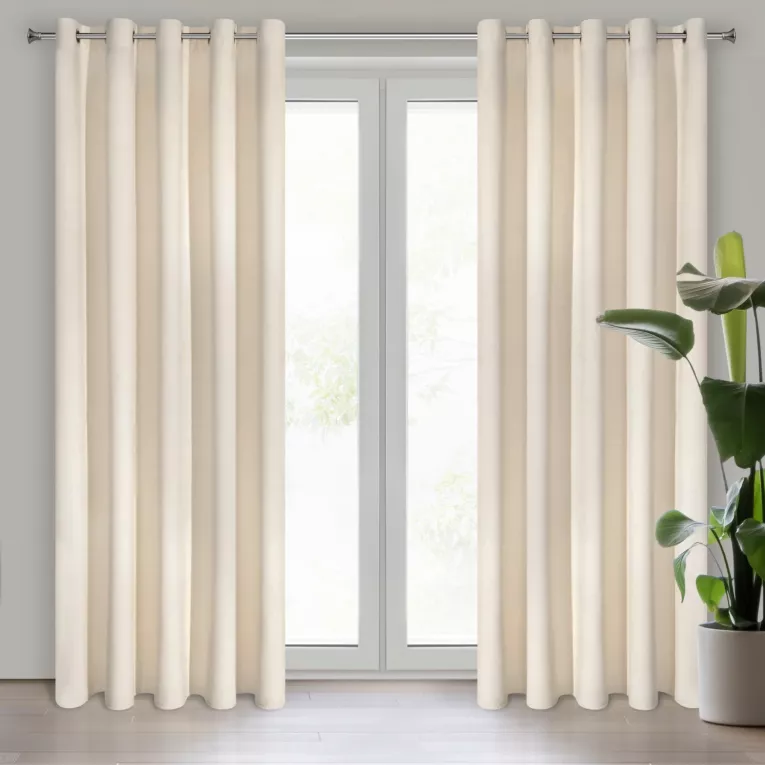 Zasłona jasnobeżowa z ekskluzywnego matowego welwetu 140x250 cm przelotka VILLA Eurofirany