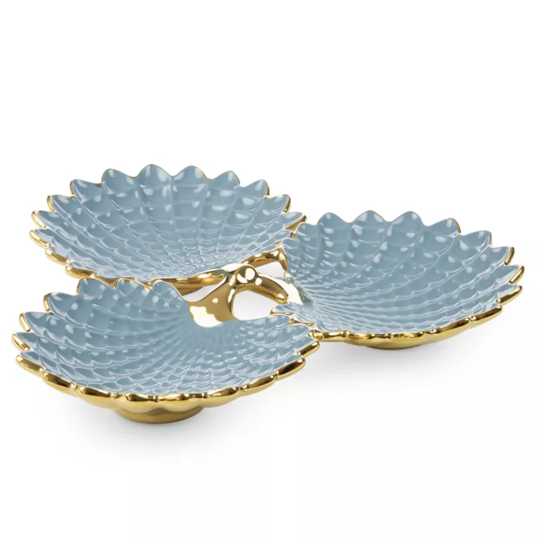 Patera trójdzielna HIRAL 3 niebieska w kształcie liści Eurofirany