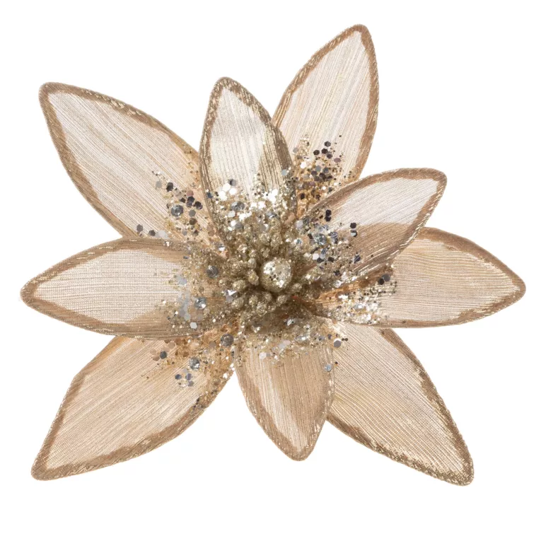 Świąteczny kwiat dekoracyjny z lśniącymi akcentami Eurofirany