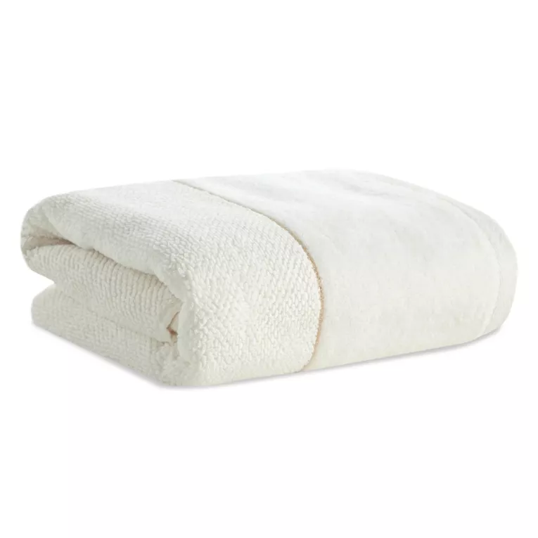 Ręcznik kąpielowy 70x140 cm bawełniany kolor kremowy z welwetową bordiurą ARIA Eurofirany