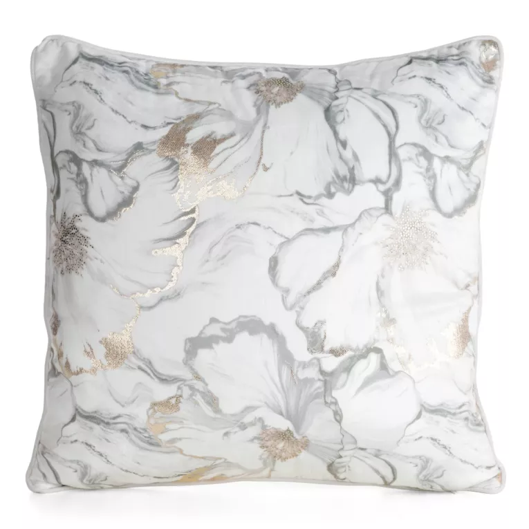 Poszewka na poduszkę 45x45 cm velvetowa biało, szampańska z błyszczącymi akcentami LISA Eurofirany