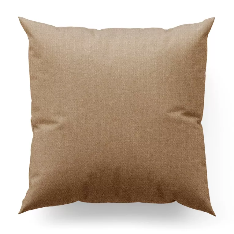 Poszewka szyta jasnobrązowa z tkaniny o naturalnym splocie w stylu eko