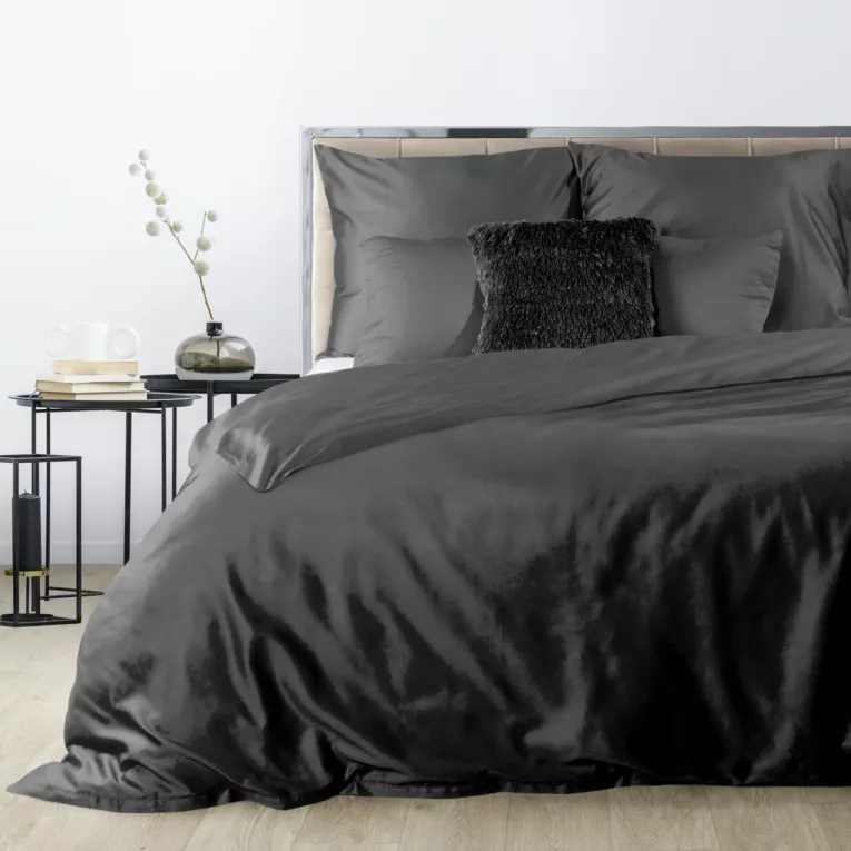 Pościel 220x200 cm gładka z satyny bawełnianej kolor czarny DINA Diva Line Eurofirany