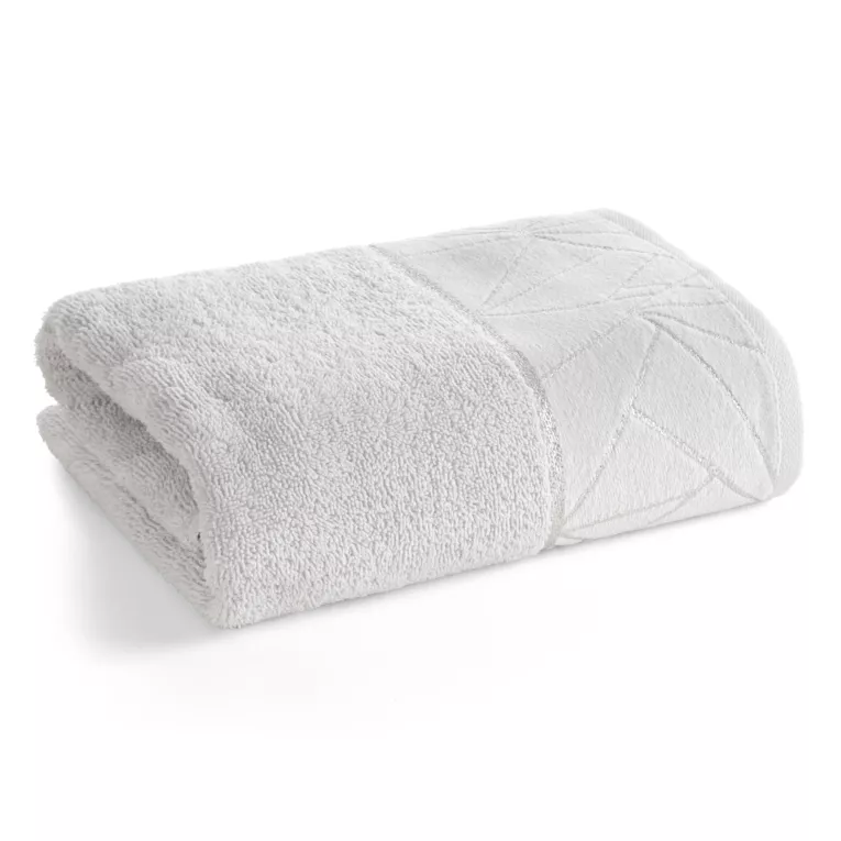 Ręcznik kąpielowy 70x140 cm bawełniany kolor srebrny zdobiony wzorem geometrycznym CLEO Eurofirany