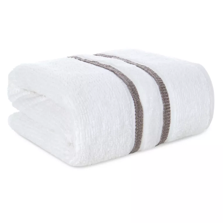 Ręcznik do rąk 30x50 cm bawełniany kolor biały w kontrastujące pasy 500 g/m2 DINA Eurofirany