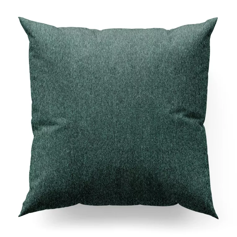 Poszewka szyta ciemnozielona z tkaniny z dodatkiem połyskującej nici, z widocznym ozdobnym splotem