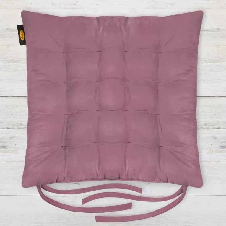 Poduszka na krzesło dwustronna 40 x 40 x 6 cm welurowa ciemnoróżowa z szesnastoma pikowaniami ADORE Eurofirany