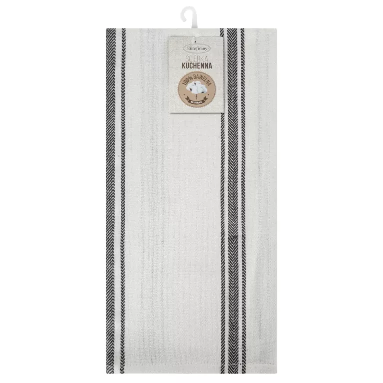 Ściereczka kuchenna 50x70 cm bawełniana kolor biały ,czarny zdobiona pasami 200 g/m2 OLIVIA Eurofirany