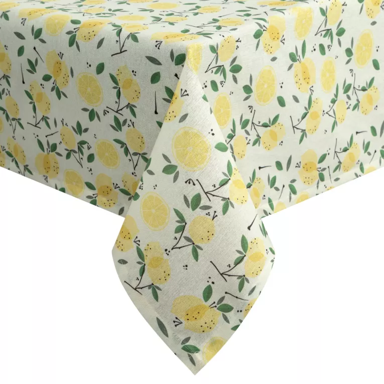 Obrus na stół plamoodporny 140x180 cm żółto, zielony w cytryny - LUNA Eurofirany