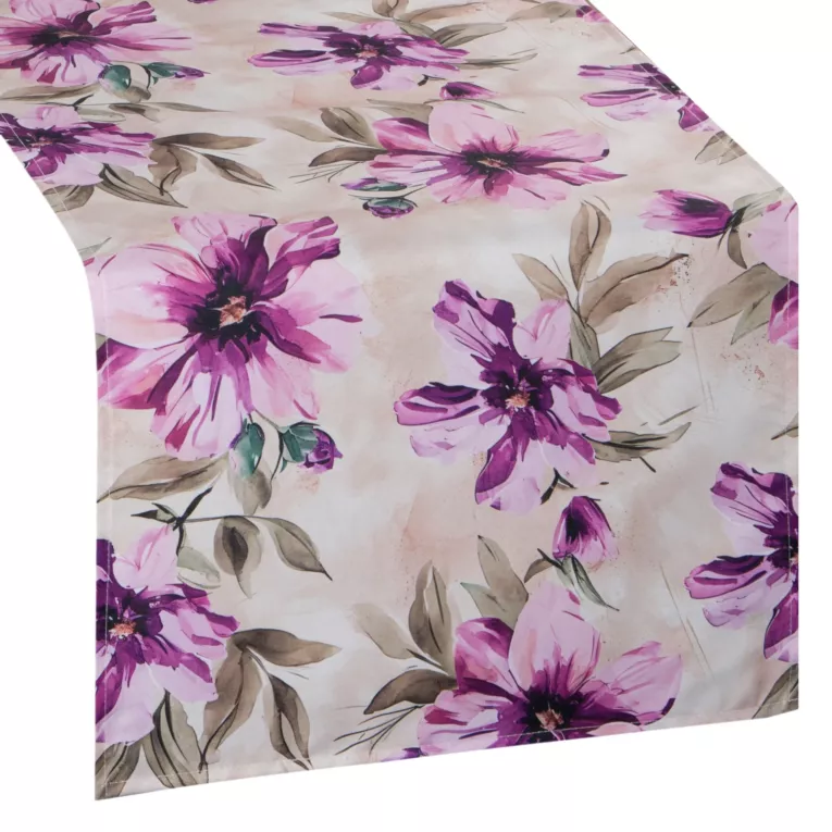 Bieżnik na stół kremowo, różowy 40x180 cm wodoodporny GARDEN na taras oraz balkon