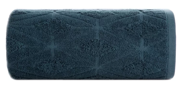 Ręcznik kąpielowy 50X90 cm bawełniany kolor granatowy zdobiony geometrycznym wzorem 500 g/m2 SENDI Eurofirany