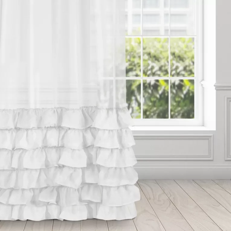 Firana biała z falbanami 140x250 cm taśma DOLLY DIVA LINE Eurofirany