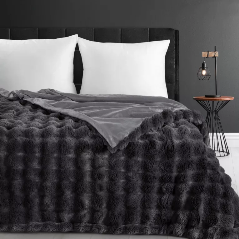 Koc 220x200 cm biały z miękkiej tkaniny futerkowej z efektem 3D LILY Eurofirany