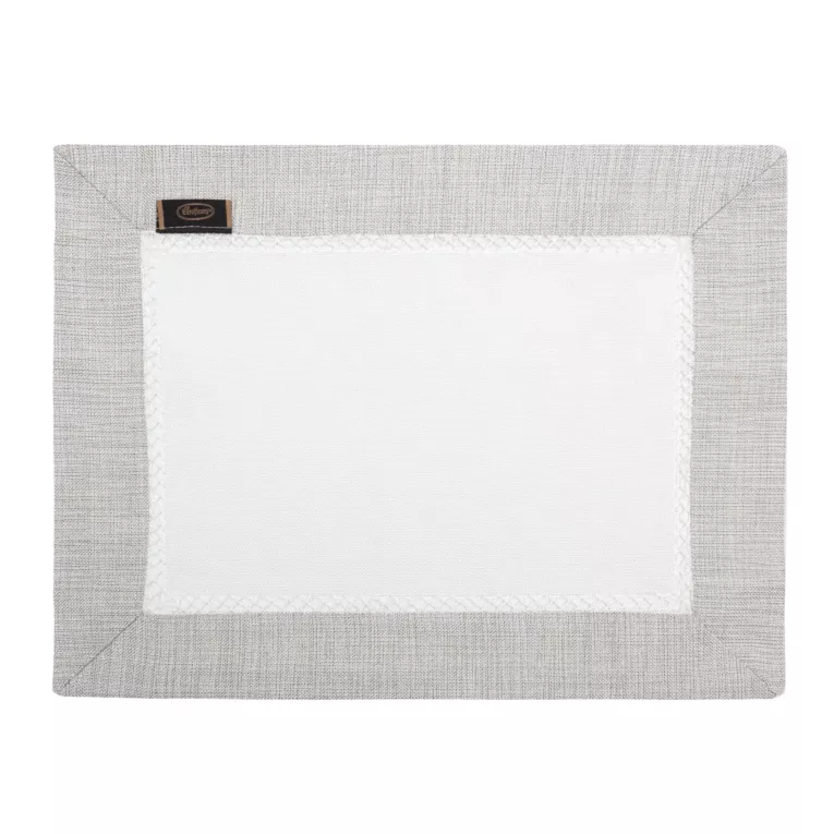 Komplet serwet 4 szt biało, srebrny 30x40 cm EMMA z mereżką i ozdobną listwą 4 szt