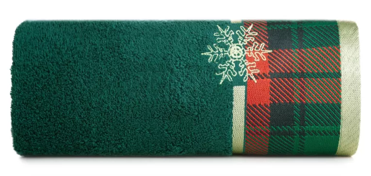 Ręcznik kąpielowy świąteczny 70x140 cm bawełniany kolor butelkowy zielony 480 g/m2 STAR Eurofirany