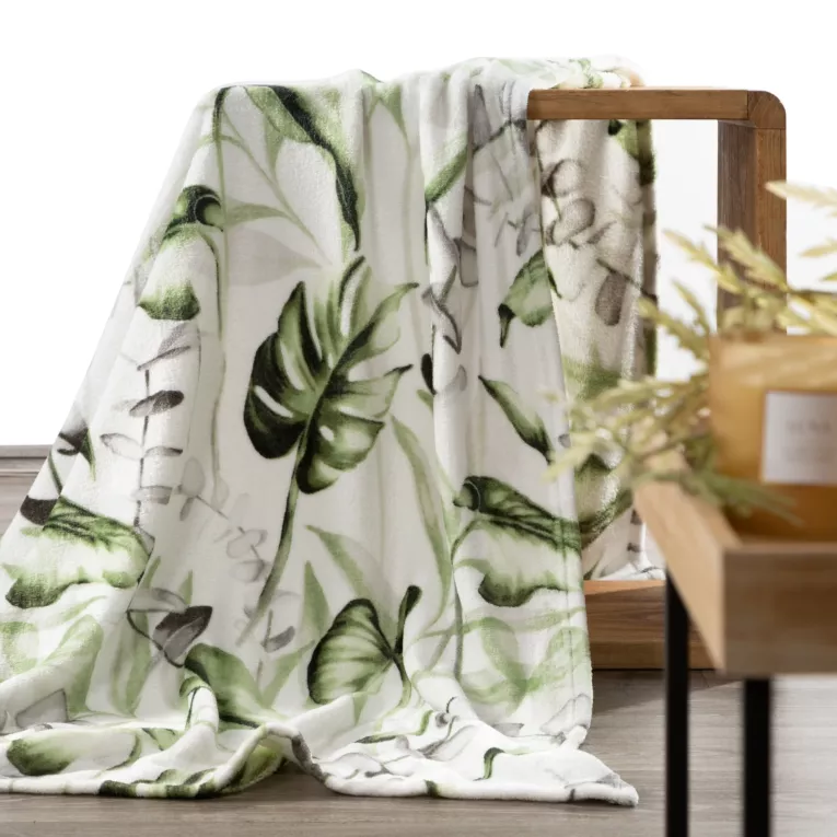 Koc ELLEN z nadrukiem egzotycznych liści Eurofirany