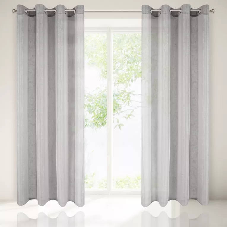 Srebrne gładkie zasłony na przelotkach 140x250cm