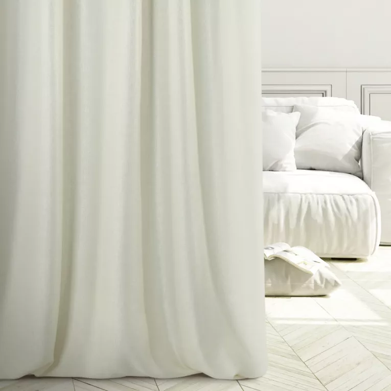 Zasłona szyta na taśmie fala CANDY kremowa z tkaniny z strukturalnym spolotem