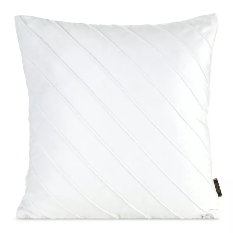 Poszewka na poduszkę 45x45 cm welwetowa z ozdobnym geometrycznym przeszywanym wzorem biała NALA EUROFIRANY PREMIUM
