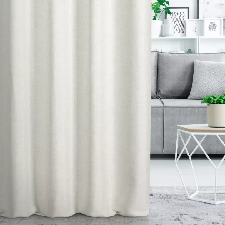 Zasłona szyta na flexach naturalna z tkaniny o naturalnym splocie z dodatkiem lnu