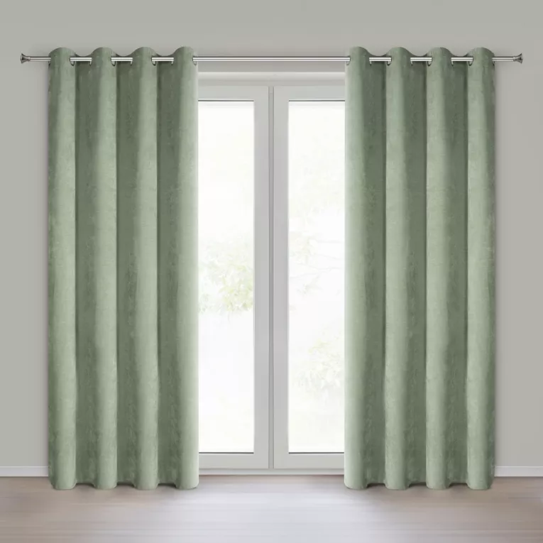 Zasłona ciemnomiętowa z szenilowej tkaniny 140x250cm przelotki - VANI Eurofirany