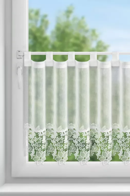 Zazdrostka biała  zdobiona subtelną aplikacją 70x150 cm szelki  - ARTEMIDA Eurofirany