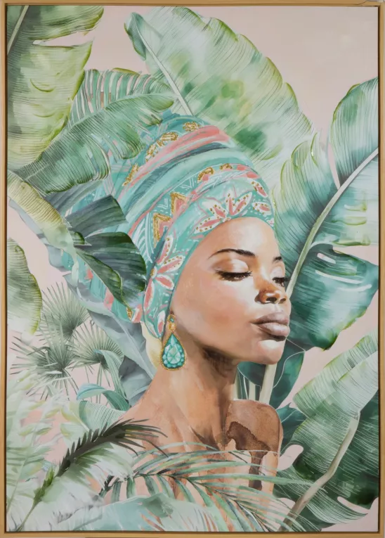 Obraz ręcznie malowany na płótnie w złotej ramce portret Eurofirany