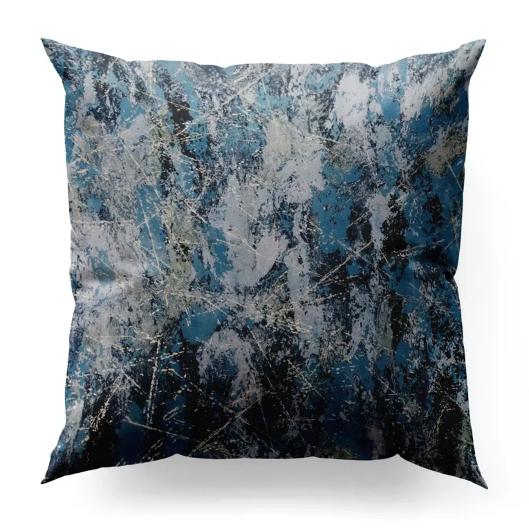 Poszewka na wymiar turkusowo srebrna z welwetowej tkaniny z błyszczącym nadrukiem