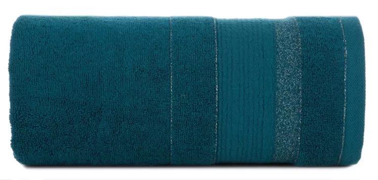 Ręcznik kąpielowy 50x90 cm bawełniany kolor turkusowy w pasy przetykany błyszczącą nicią 500 g/m2 APRIL Eurofirany