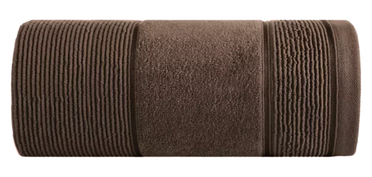 Ręcznik kąpielowy 50x90 cm bawełniany kolor brązowy z welurową bordiurą 500 g/m2 EMMA Eurofirany