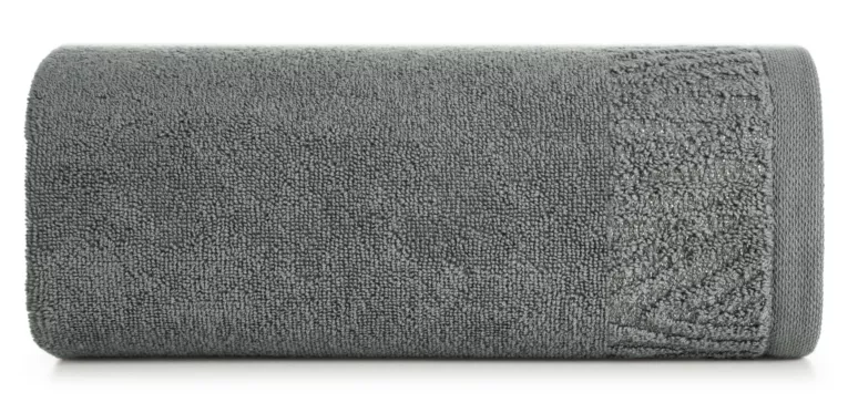 Ręcznik kąpielowy 50x90 cm bawełniany kolor szary z ozdobną błyszczącą bordiurą 500 g/m2 MARGO Eurofirany