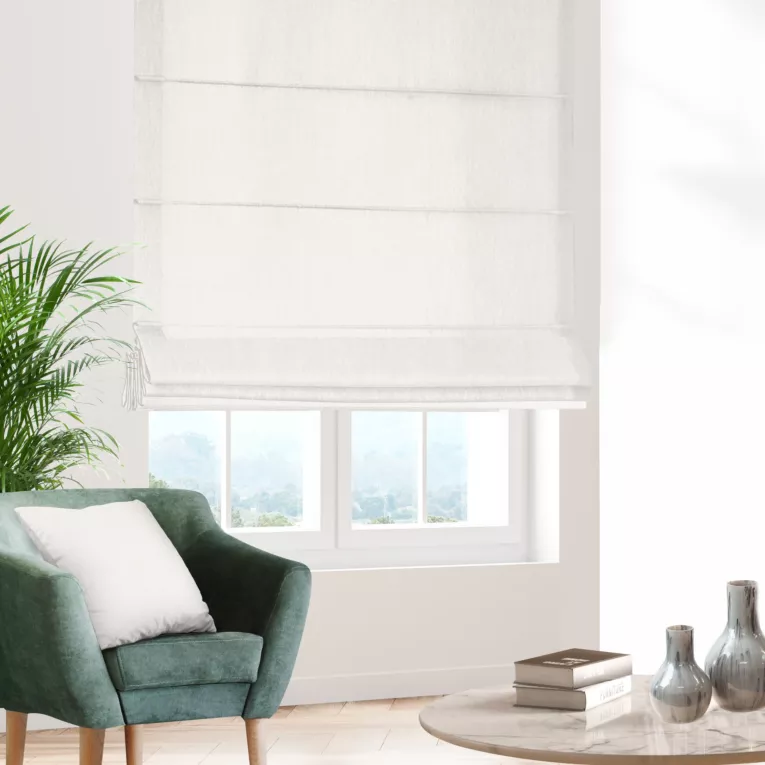 Roleta rzymska naturalna z tkaniny o szenilowej strukturze