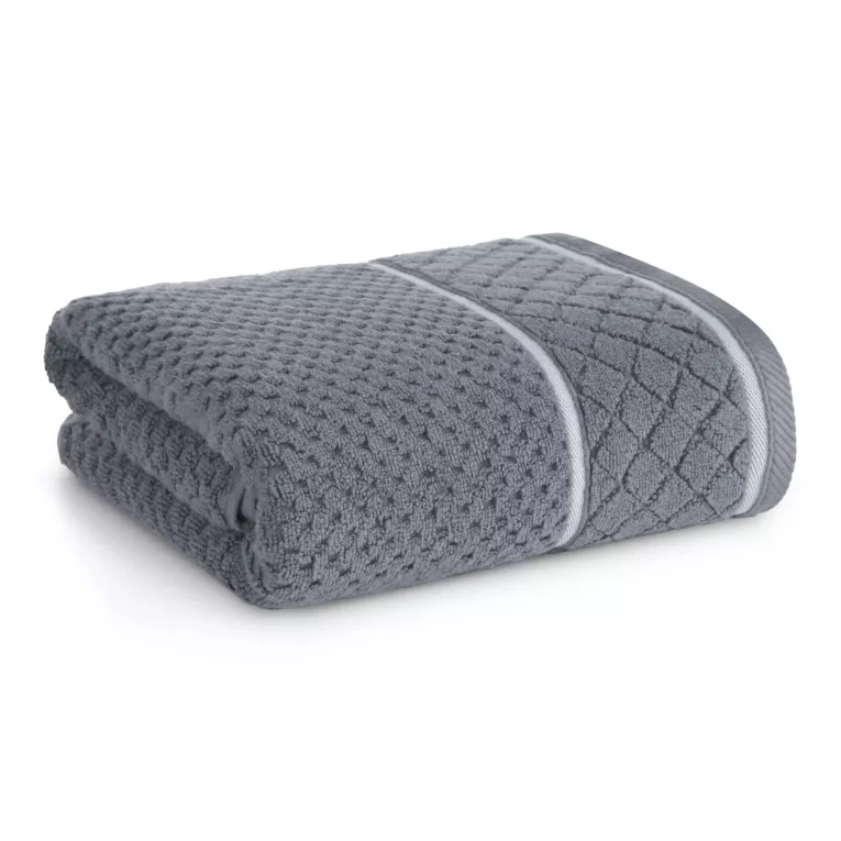 Ręcznik do rąk 30x50 cm bawełniany kolor stalowy o strukturze krateczki z ozdobną bordiurą 500 g/m2 FAVORI Eurofirany