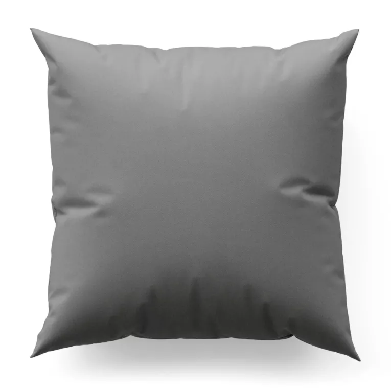 Poszewka szyta srebrna z gładkiej tkaniny zaciemniającej typu dimout wykończona obciążnikiem