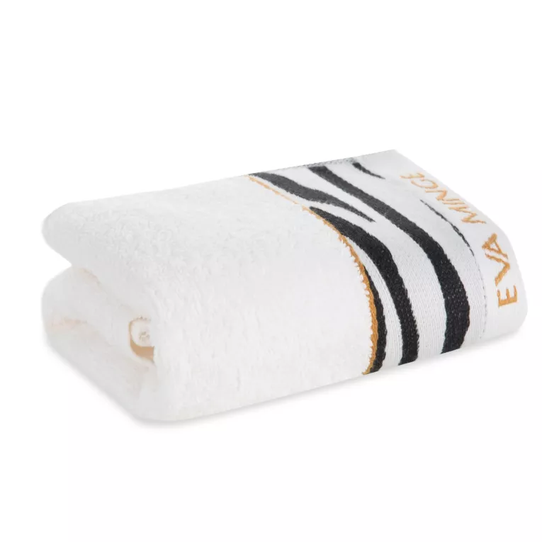 Ręcznik do rąk 30x50 cm bawełniany kolor kremowy,czarny z designerską bordiurą 500 g/m2 EVA 22 Eva Minge Eurofirany