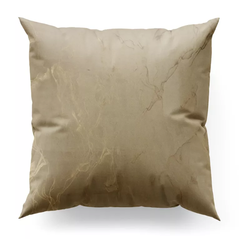Poszewka szyta jasnobeżowo złocista z tkaniny welwetowej ze złotym marmurkowym nadrukiem