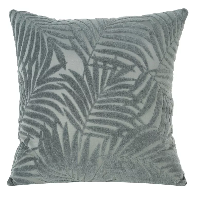 Poszewka na poduszkę 40x40 cm z miękkiego welwetu z wytłaczanym wzorem liści oliwkowa LIVIA Eurofirany