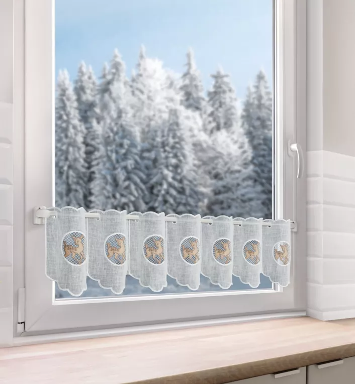 Tkanina firanowa zazdrostka z świątecznym haftem Eurofirany