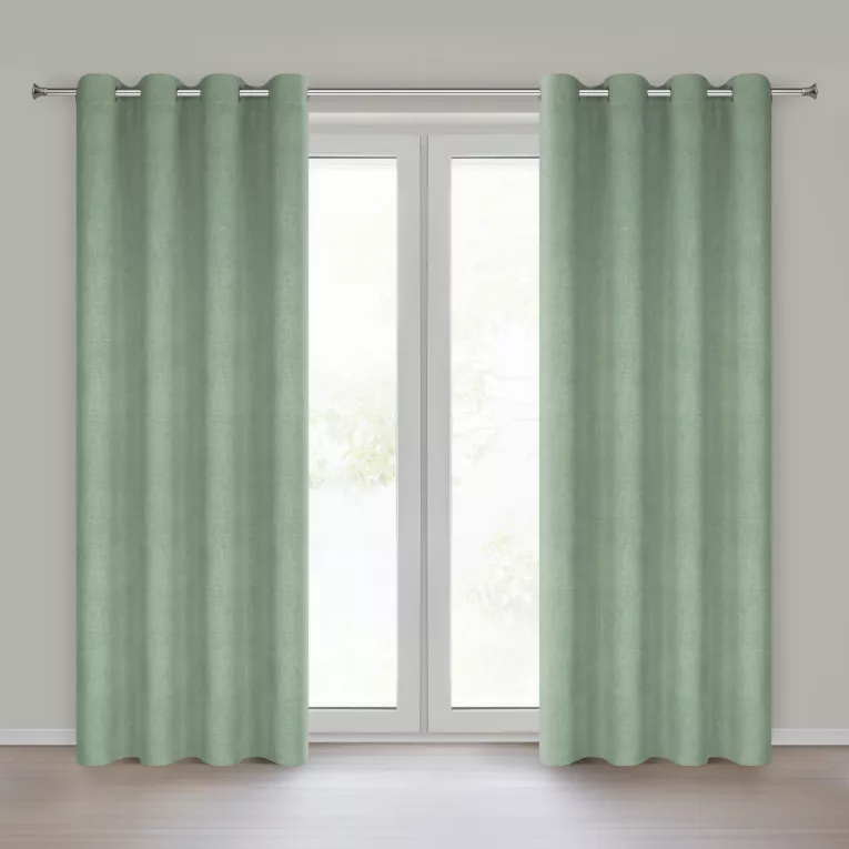 Zasłona zielona o naturalnym splocie 140x250 cm przelotka - LINDA Eurofirany
