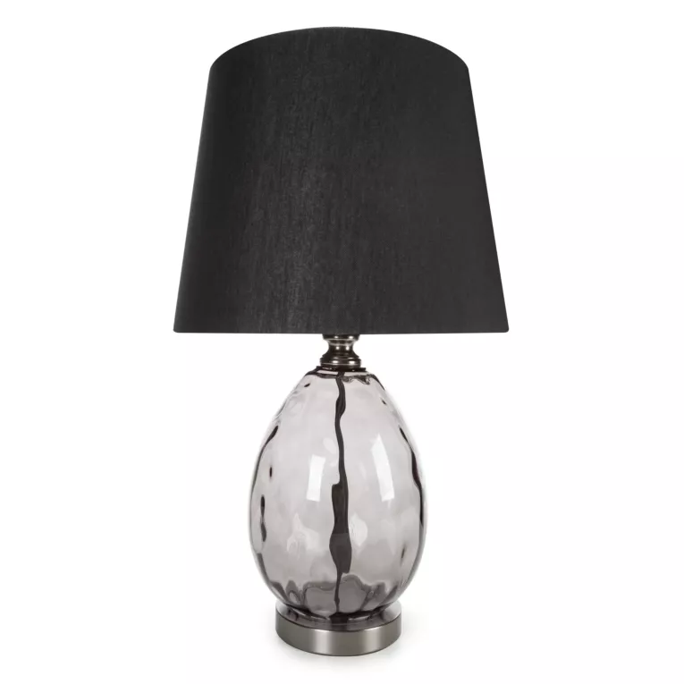 Lampa stołowa nocna czarna MAYA z podstawą z dymionego szkła Eurofirany