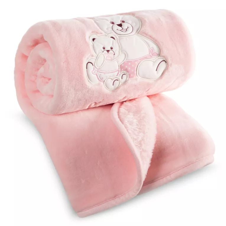 Koc dziecięcy 80x110 cm różowy z uroczą aplikacją BABY 3 Pierre Cardin Eurofirany