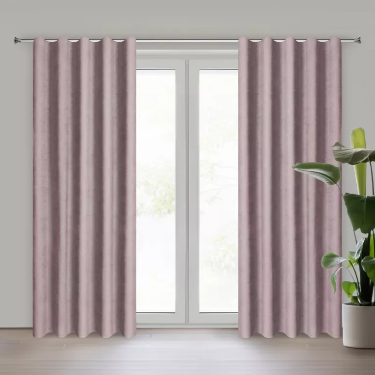 Zasłona wrzosowa z tkaniny welurowej 360x220 cm szerokość po zmarszczeniu fala 1:1,5 Dora Eurofirany