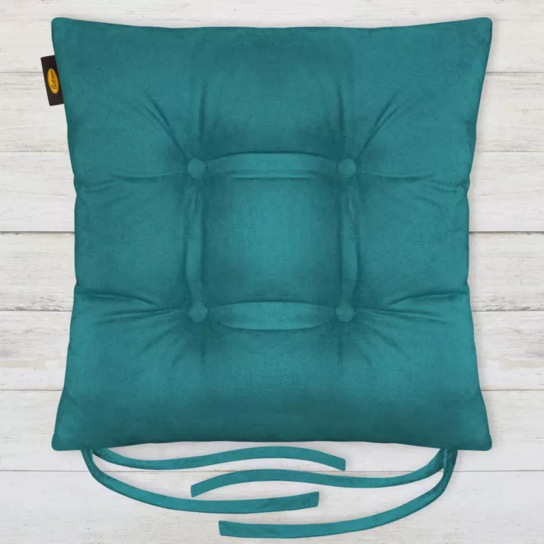 Poduszka na krzesło dwustronna 40 x 40 x 8 cm welurowa ciemnoturkusowa ADORE Eurofirany