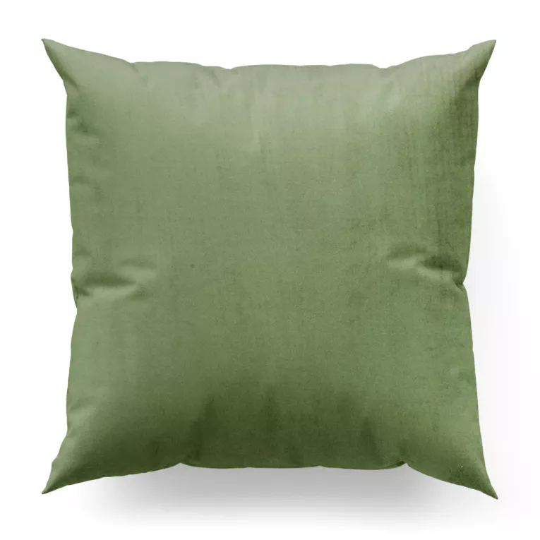 Poszewka szyta oliwkowa z miękkiej tkaniny welwetowej