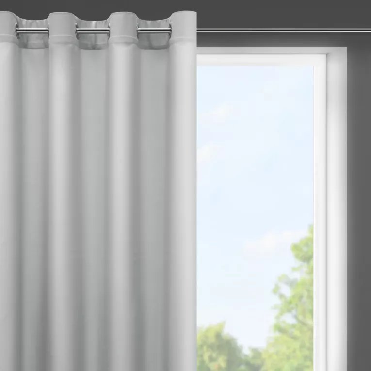 Zasłona srebrna z matowej gładkiej tkaniny 140x175 cm przelotka RITA Eurofirany