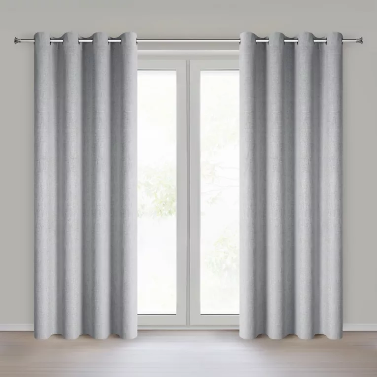 Zasłona stalowa o naturalnym melanżowym splocie 140x250 cm przelotka - LINDA  Eurofirany